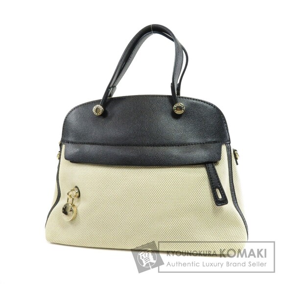 Furla Handbags - Furla Piper Two Tone Handbag Canvas Leather